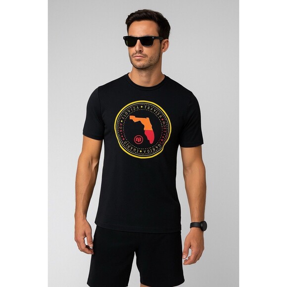 Travis Mathew Liquid Sunshine Tee Black Size Large Florida Graphic Crew Neck NWT - Picture 1 of 8